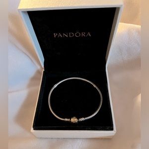 Pandora Moments Two-tone Barrel Clasp Snake Chain Bracelet
